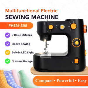 FHSM 398 Multi-Function Electric Mini Sewing Machine – 398 মডেল ৫ ধরনের সেলাই হবে